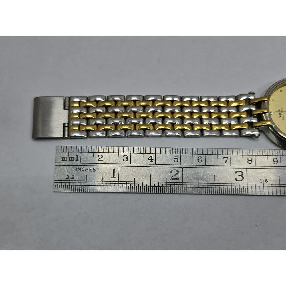 Vintage HMT Swarna Quartz Gold Silver Two Tone Gold 31mm Watch New Battery